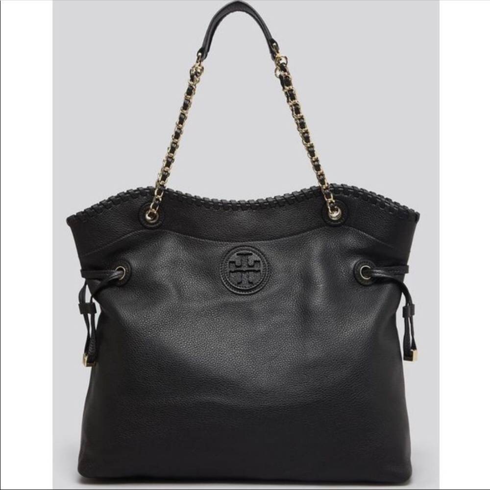 Tory Burch  Black Marion slouch tote bag chain